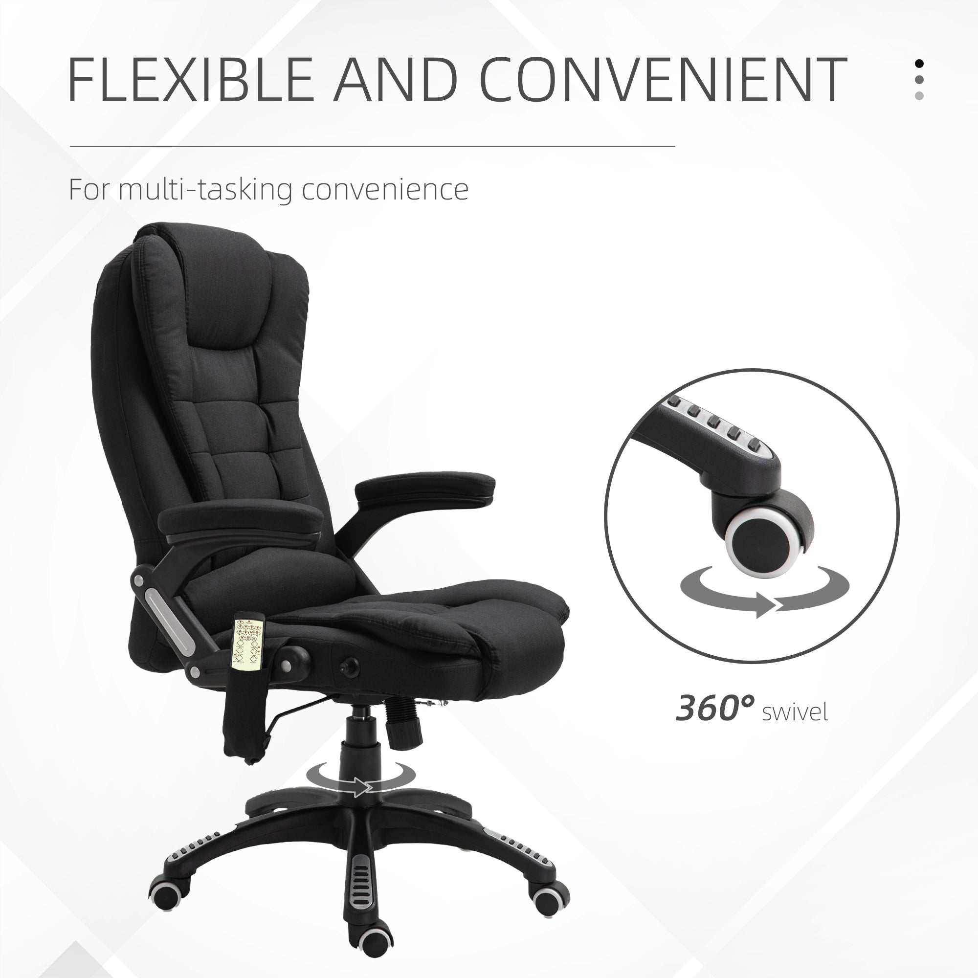 6 Point Vibrating Massage Office Chair High Back Executive Chair with Reclining Back, Swivel Wheels, Black Massage Chairs   at Gallery Canada