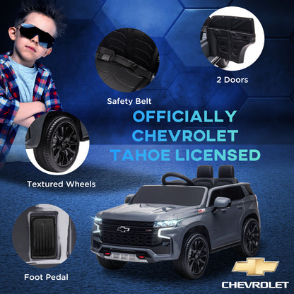 12V Licensed Chevrolet TAHOE Ride On Car with Remote Control for 3-6 Years Old, Grey Electric Toy Cars   at Gallery Canada