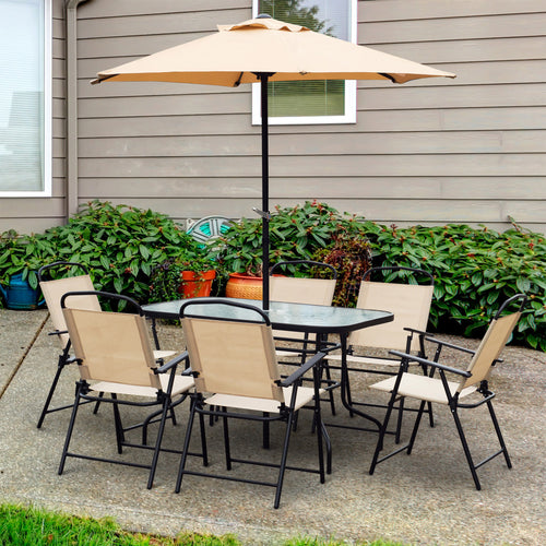 8 PCS Folding Patio Dining Set, Outdoor Bistro Set for 6, 47