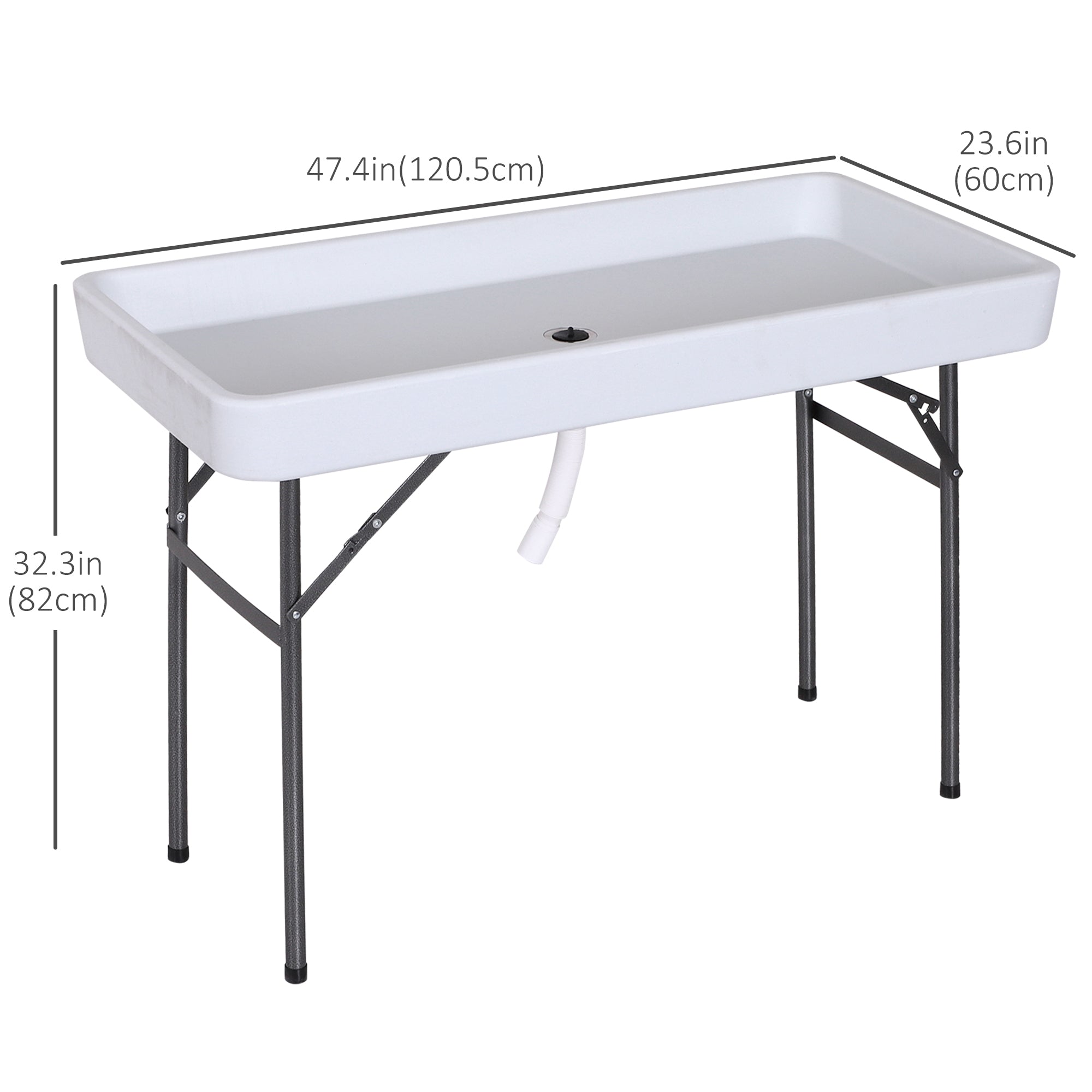4ft Folding Picnic Table, Fish Fillet Cleaning Table, Camping Party Desk with Sink, White Picnic Tables & Camping Chairs at Gallery Canada
