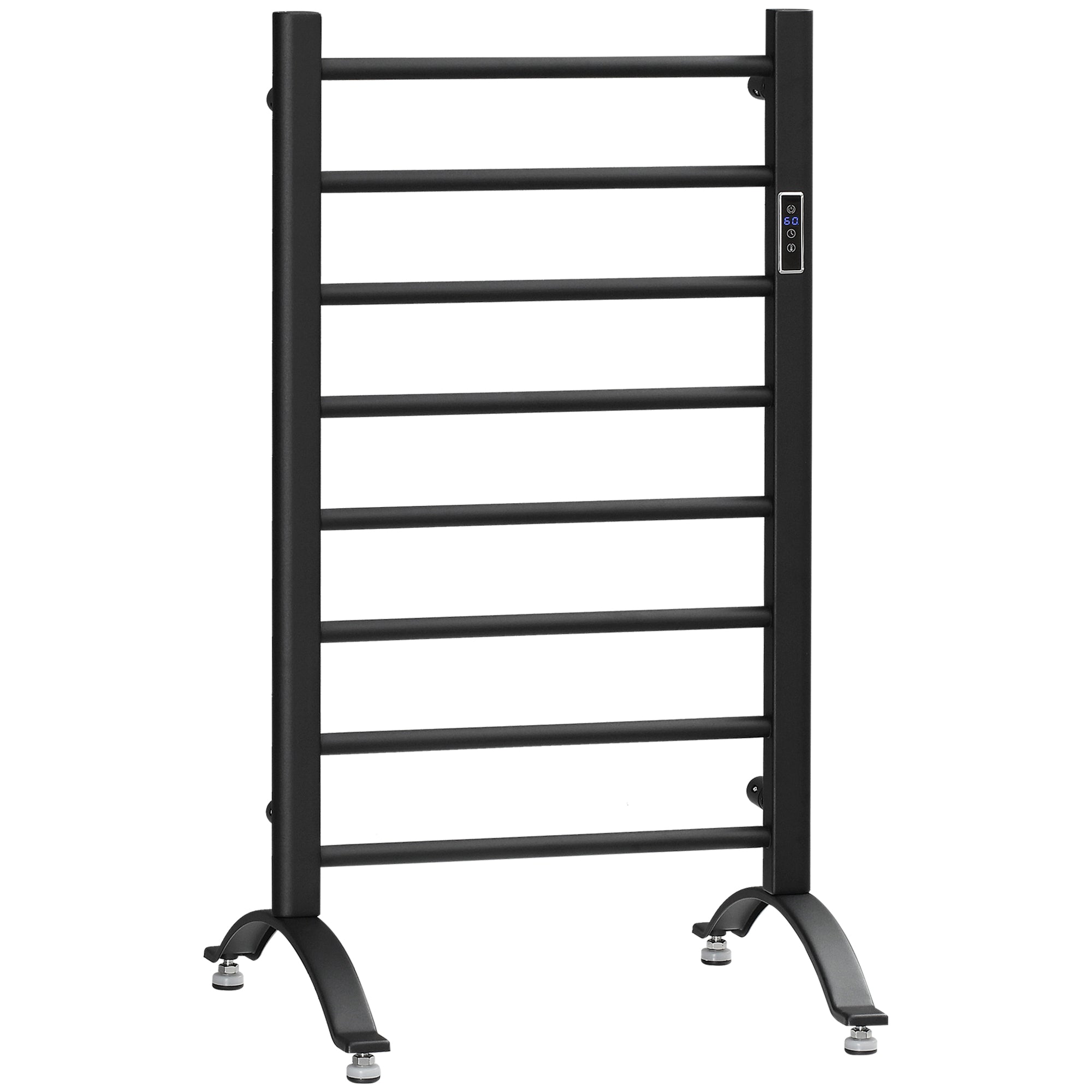 8-Bar Bathroom Heated Towel Rail with Built-in Timer and Led Indicators, Wall Mounted &; Free Standing Carbon Steel Electric Towel Warmer Towel Drying Rack, Plug-in, Black Bath Accessories Black at Gallery Canada