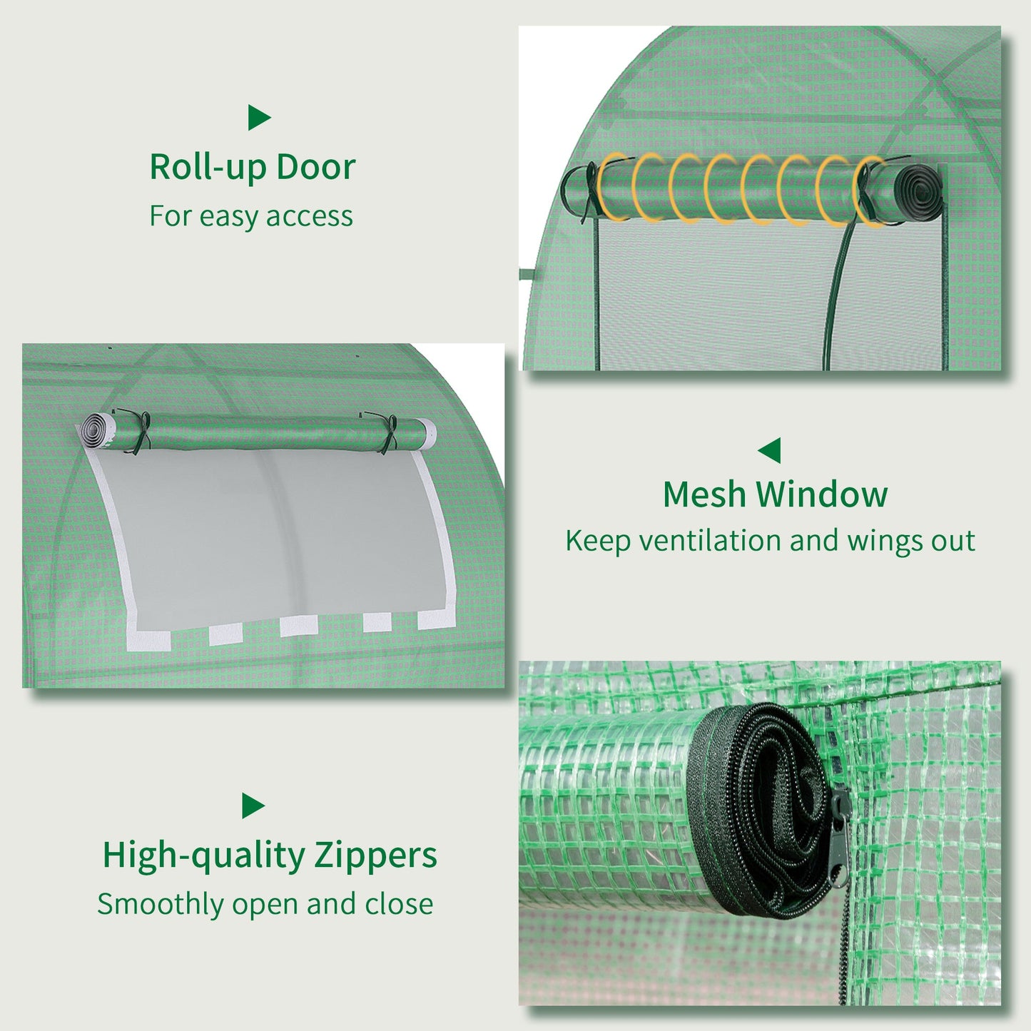 6' x 6' x 6.6' Walk-in Greenhouse, Tunnel Green House with Zippered Door, Roll-up Window, PE Cover, Steel Frame, Green Greenhouses   at Gallery Canada