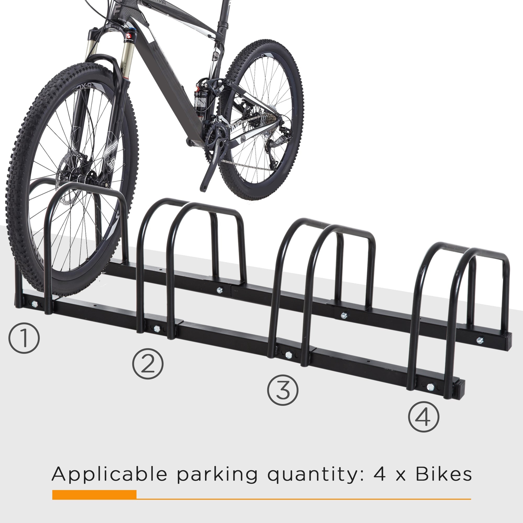 4-Bike Bicycle Floor Parking Rack Cycling Storage Stand Ground Mount Garage Organizer for Indoor and Outdoor Use Bike Parking Stands   at Gallery Canada