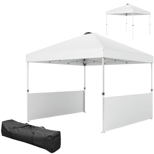 10' x 10' Pop Up Canopy Tent with 2 Half Sidewalls, UV50+ Height Adjustable Instant Sun Shelter, White