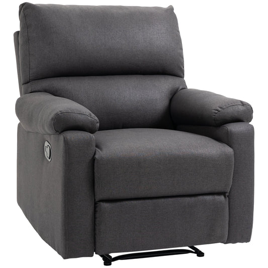 Recliner Chair, Manual Reclining Chair with Footrest, Padded Seat for Living Room, Bedroom, Study, Dark Grey Single Sofas Dark Grey  at Gallery Canada