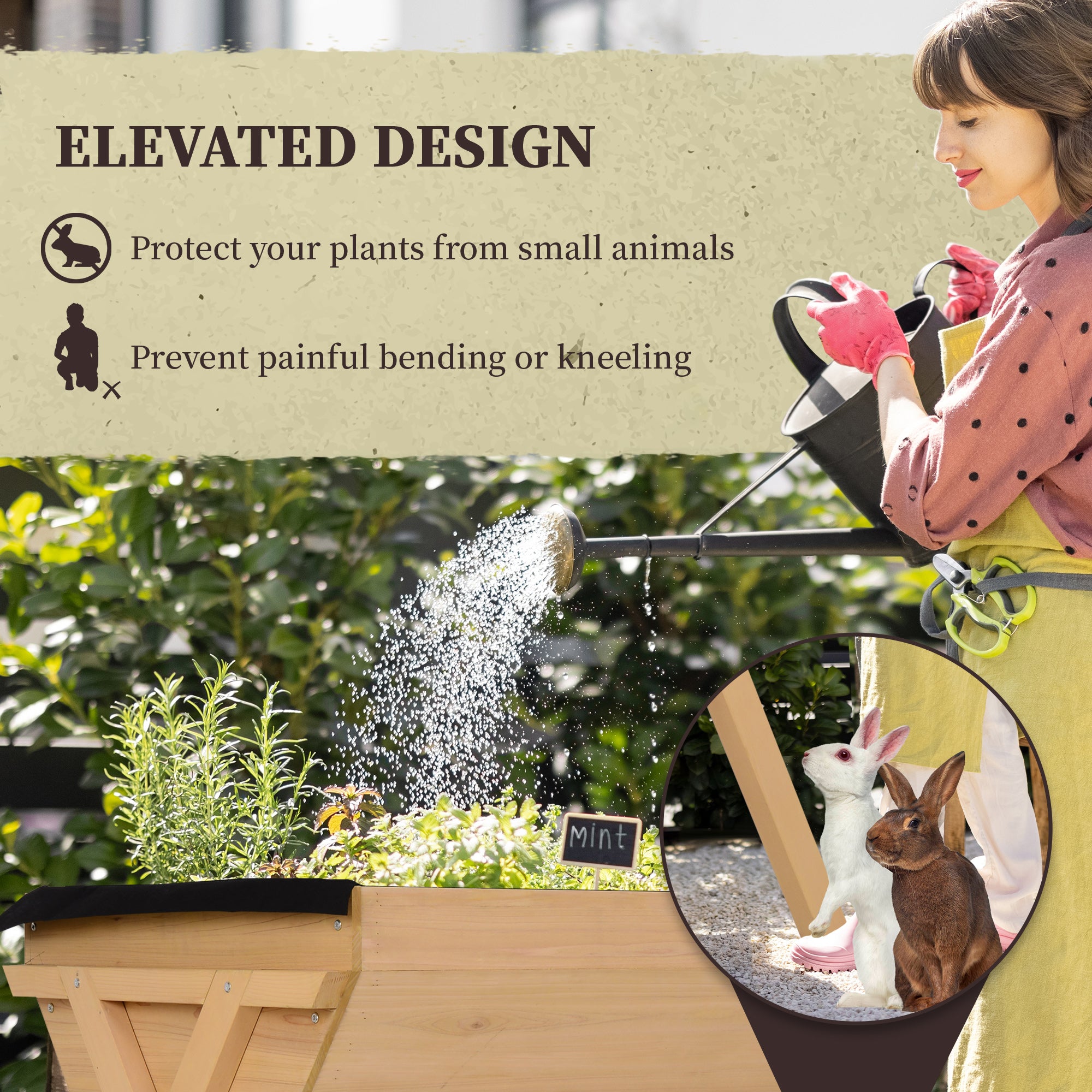 39'' x 28'' Raised Garden Bed with Legs, Elevated Wooden Planter Box with Bed Liner for Vegetables, Flowers Herbs, Backyard Patio Balcony Use Elevated Garden Beds at Gallery Canada