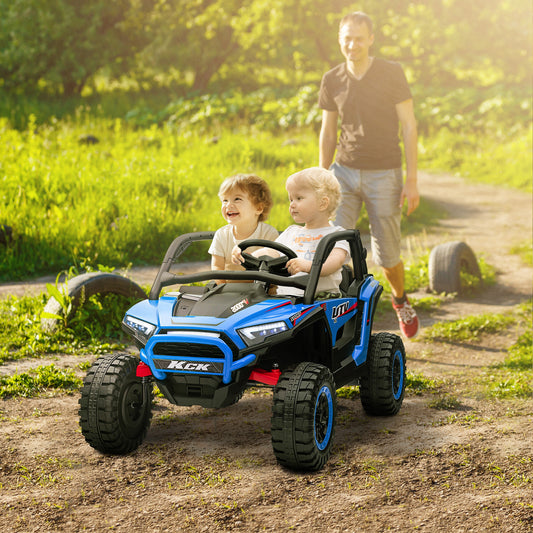 2 Seater 24V 7AH Ride on Truck, Electric Car for Kids w/ Spring Suspension, Remote Lights, Horn, Music, Blue Electric Toy Cars at Gallery Canada