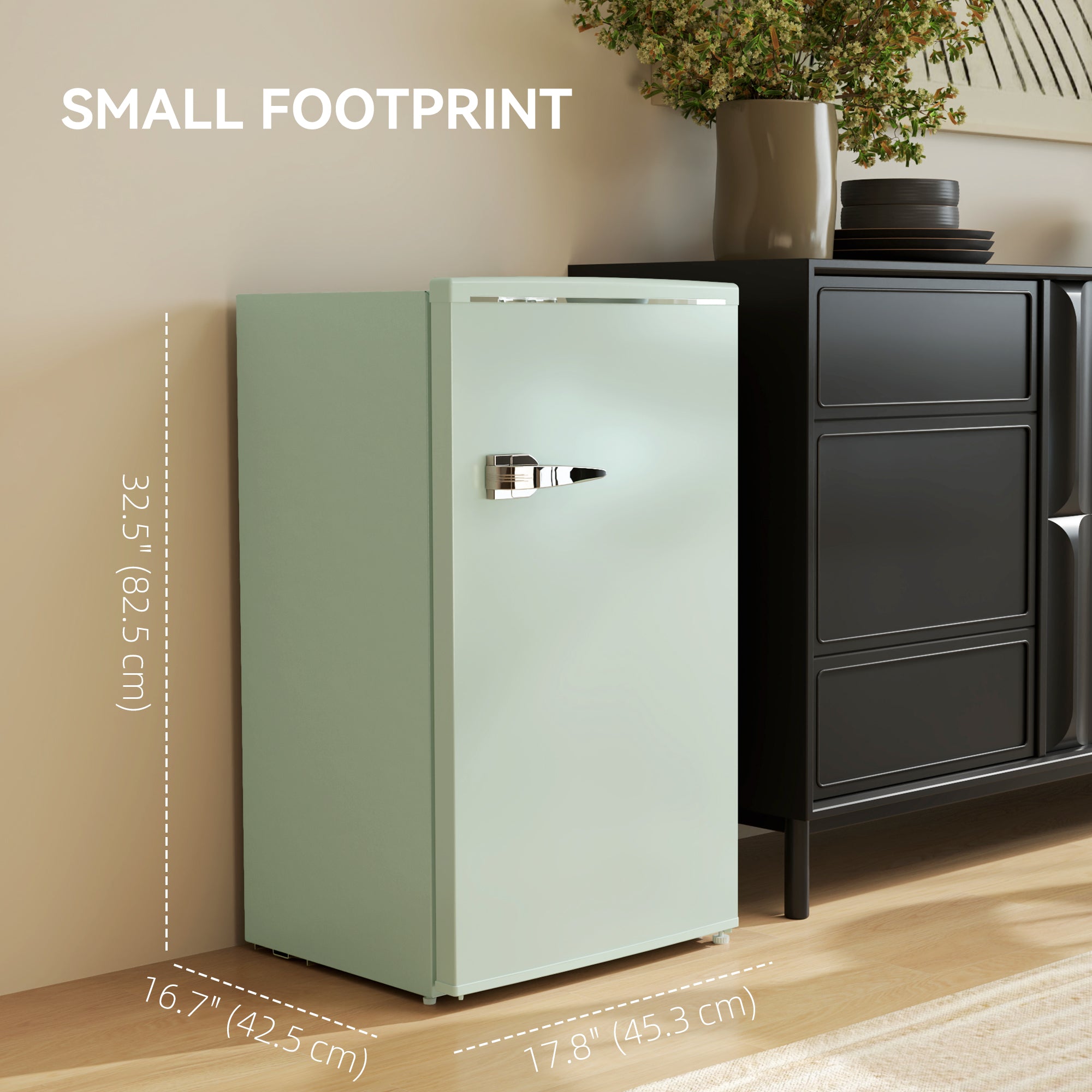 Retro Mini Fridge, 3.1 Cu. Ft Single Door Compact Refrigerator with Adjustable Thermostat, 2 Glass Shelves, Green Small Kitchen Appliances at Gallery Canada