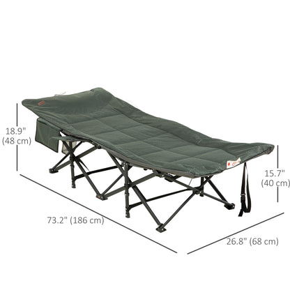 Folding Lounge Chair Tanning Chair with Carry Bag, Magazine Bag and Cup Holder for Outdoor, Patio, Garden, Porch, Grey Camping Cots   at Gallery Canada