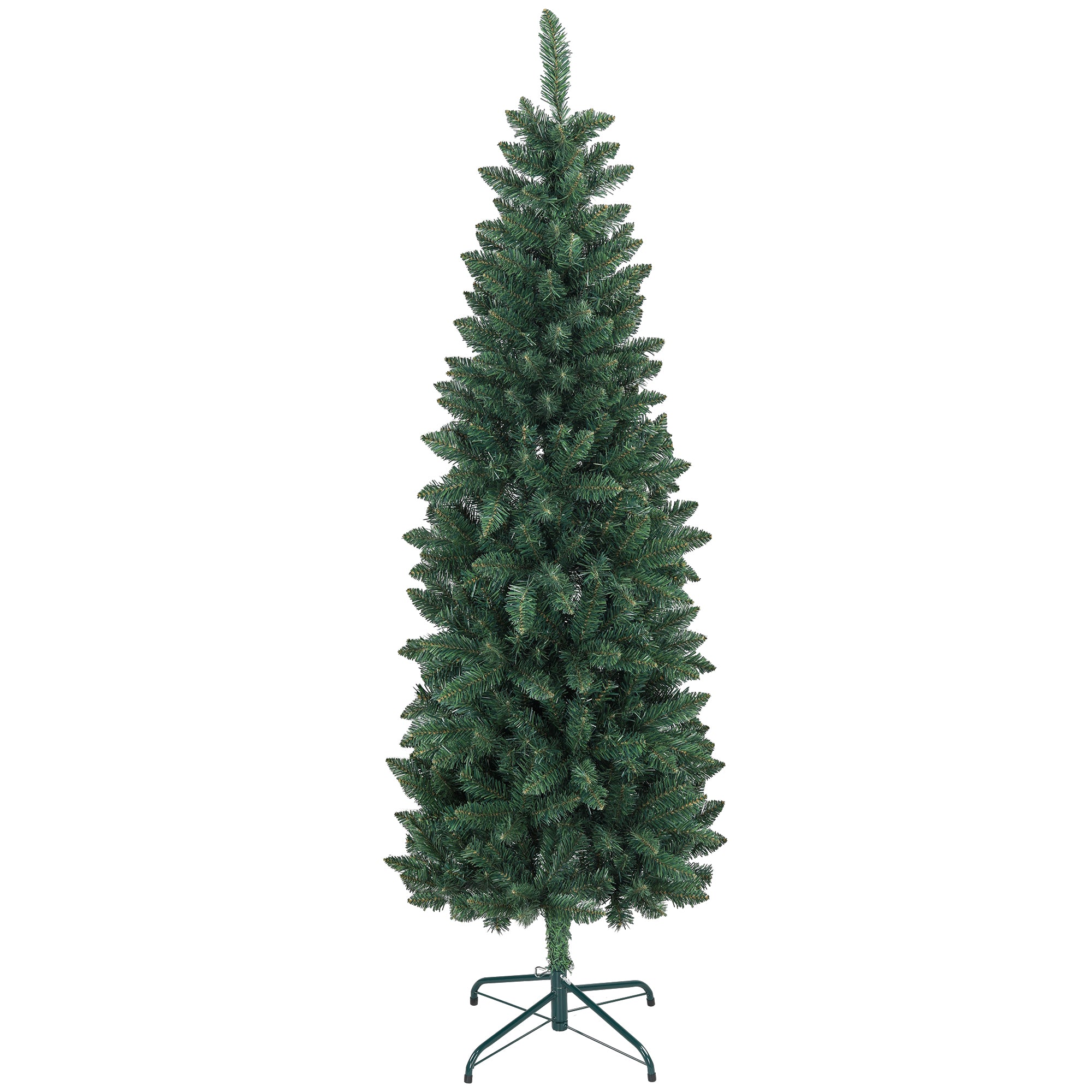 6ft Tall Pencil Artificial Christmas Tree with 479 Branch Tips with Steel Base, Green Pencil Christmas Trees   at Gallery Canada