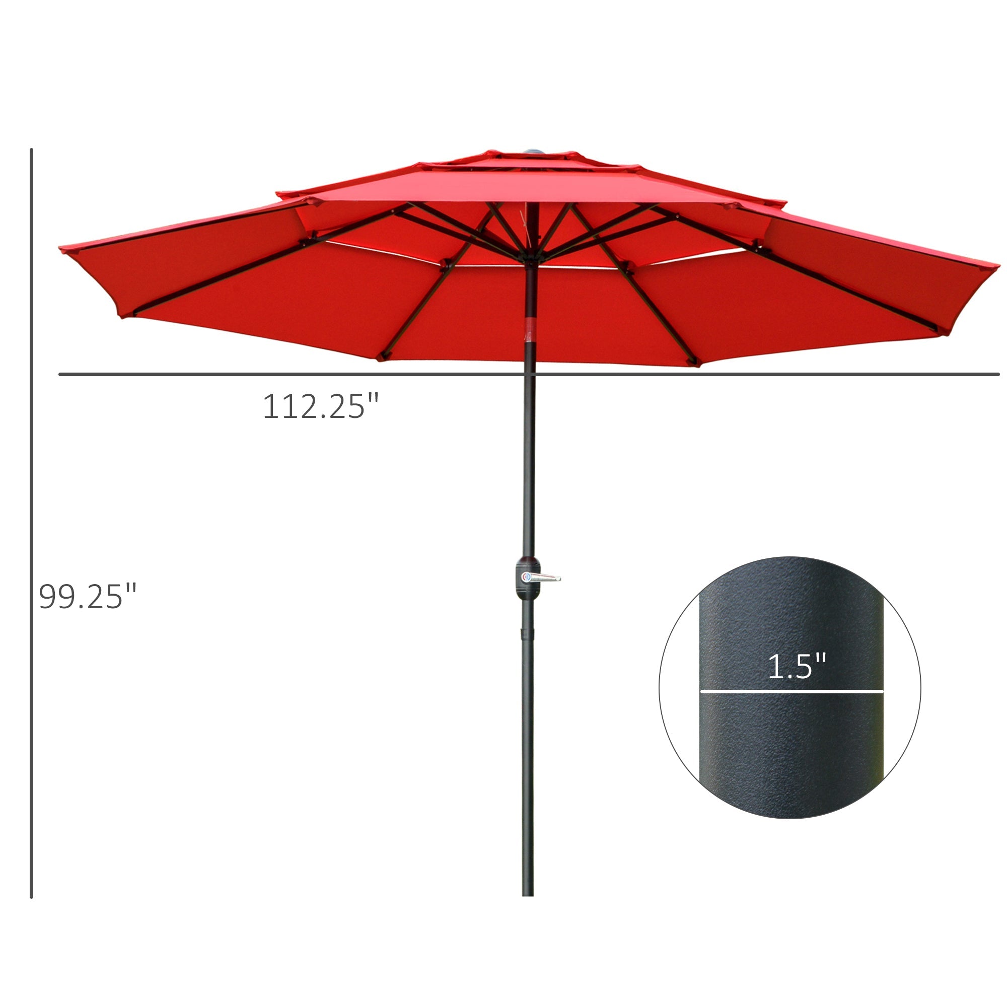 9FT 3 Tiers Patio Umbrella Outdoor Market Umbrella with Crank, Push Button Tilt for Deck, Backyard and Lawn, Red Sun Umbrellas   at Gallery Canada