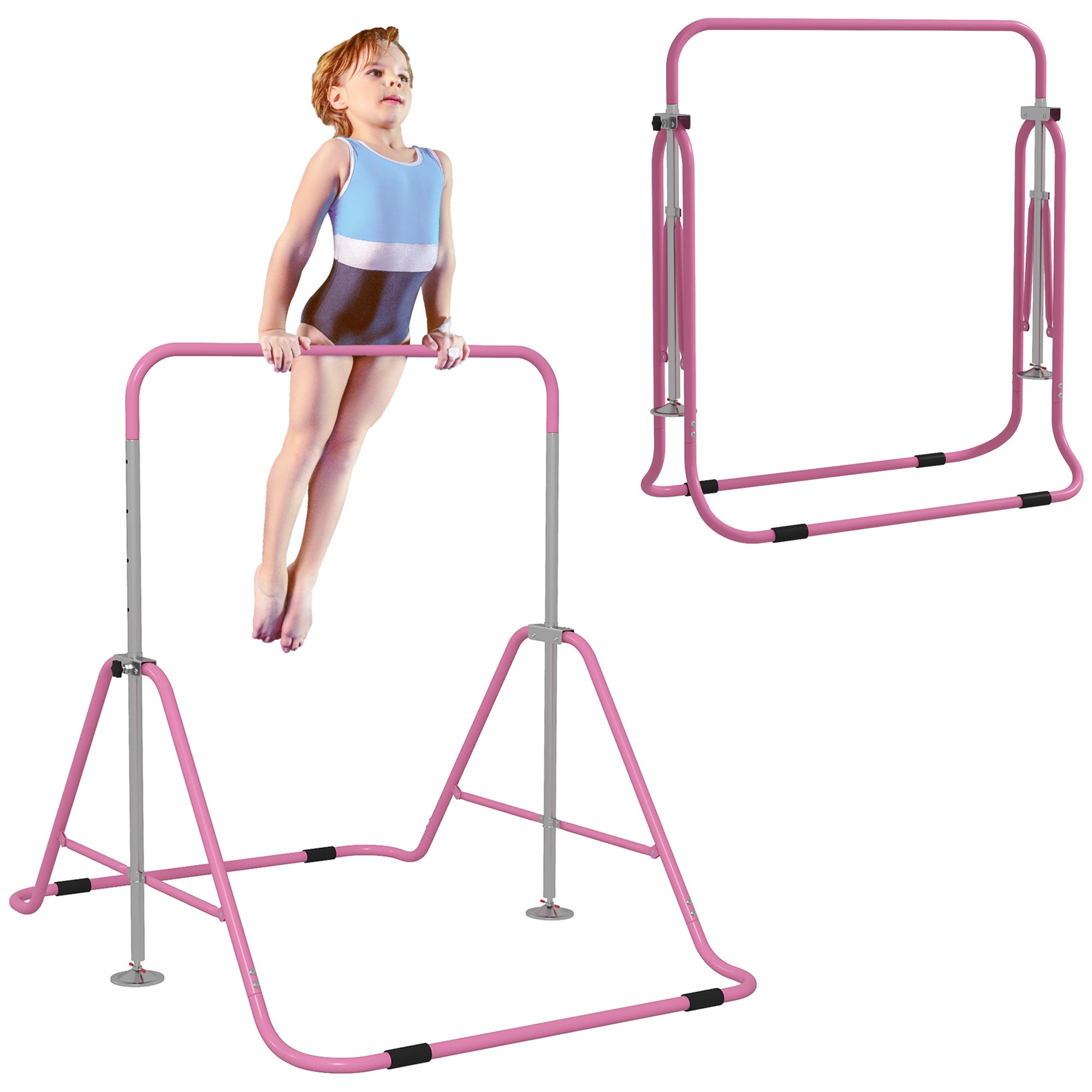 Foldable Gymnastics Bar for Kids, Expandable Gymnastics Equipment with Adjustable Height for Boys Girls, Pink Baby Gym & Playmats at Gallery Canada