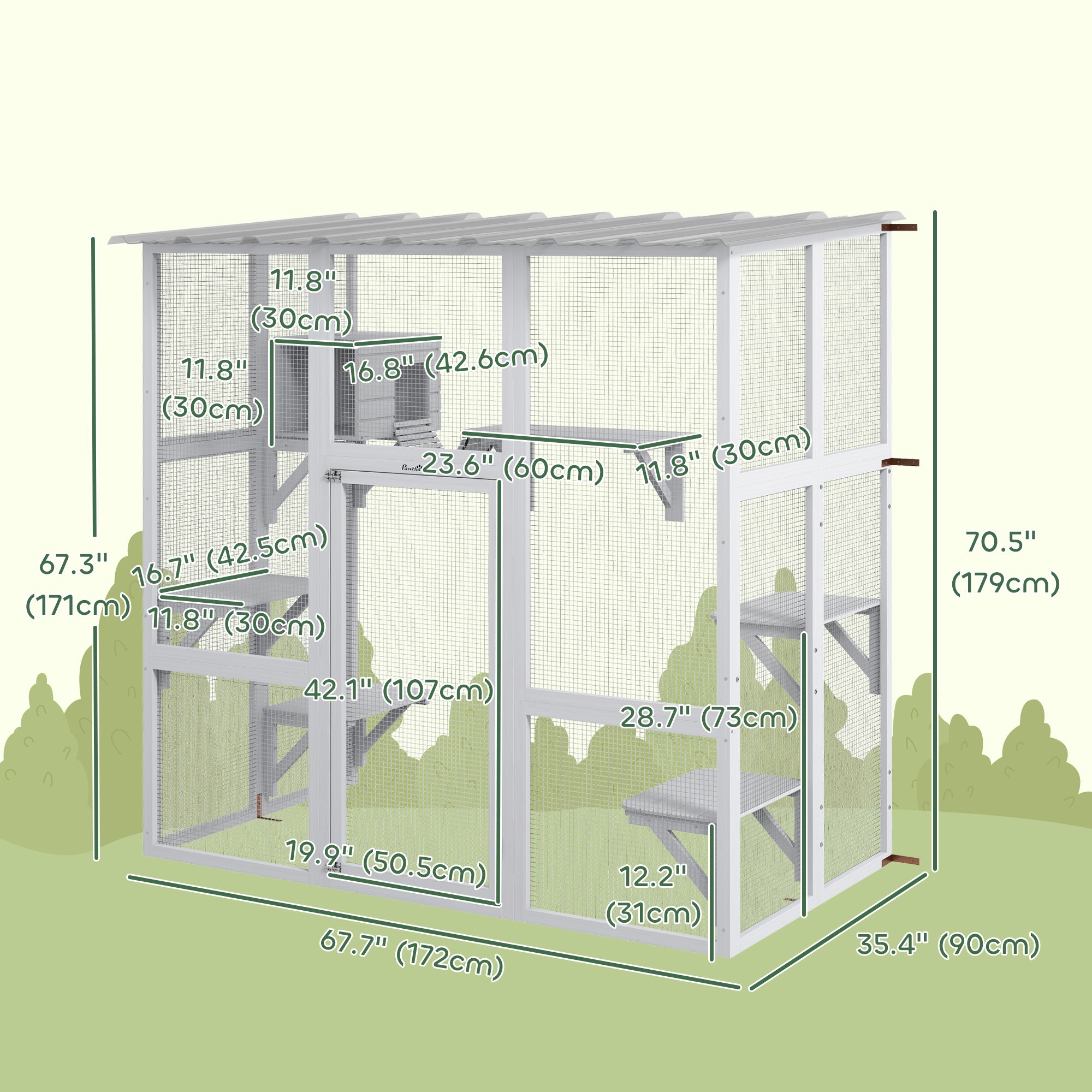 Outdoor Cat Enclosure Window Box with Weatherproof Roof, Bridge, Resting Box, Platforms, for 2 Kittens, White Outdoor Cat Enclosures   at Gallery Canada