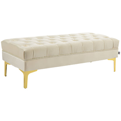 End of Bed Bench, Upholstered Bench, Entryway Shoe Bench with Button Tufted for Living Room, Bedroom, Cream White Storage Ottomans & Benches   at Gallery Canada