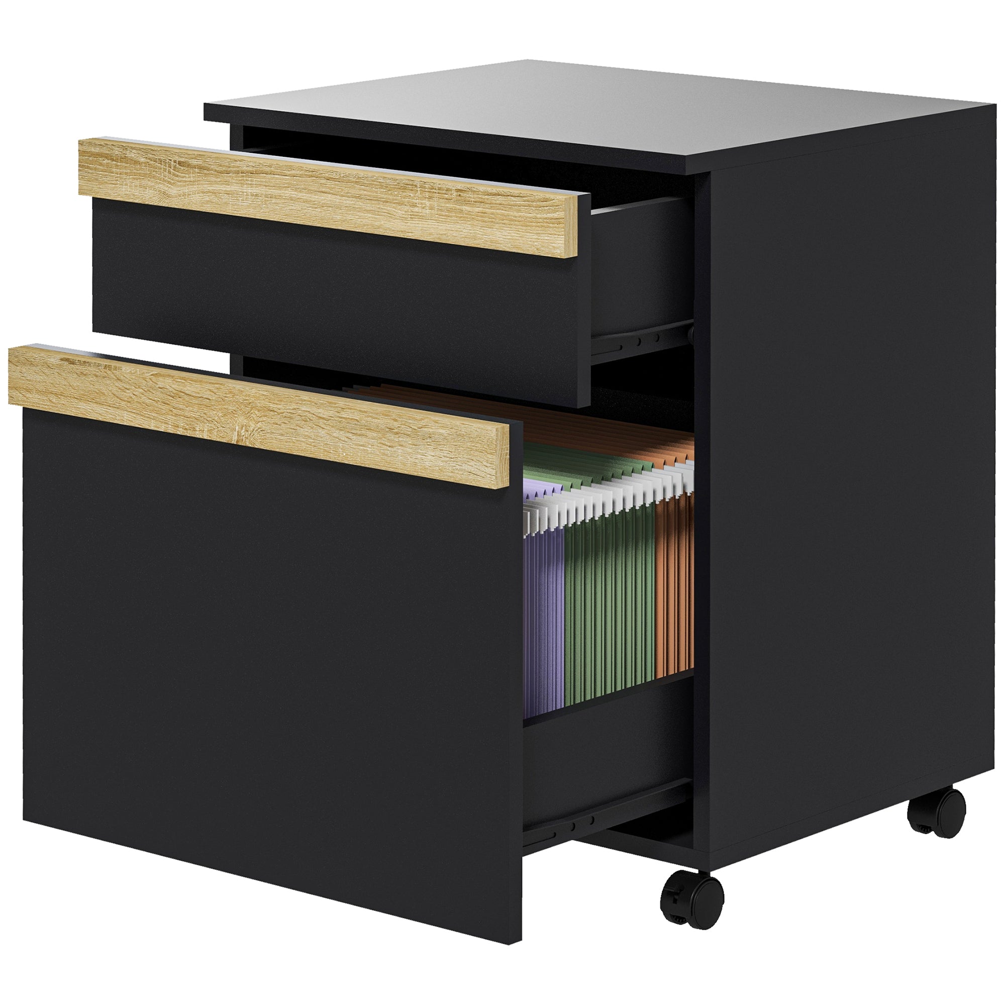 Mobile Filing Cabinet, Office Storage Printer Stand with 5 Wheels and 2 Drawers Office Cabinets & Cupboards at Gallery Canada