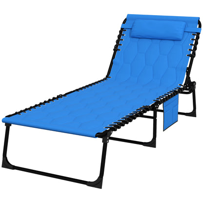 Folding Chaise Lounge with Reclining Back, 25.6" x 74" x 14.2", Blue Lounger Chairs   at Gallery Canada