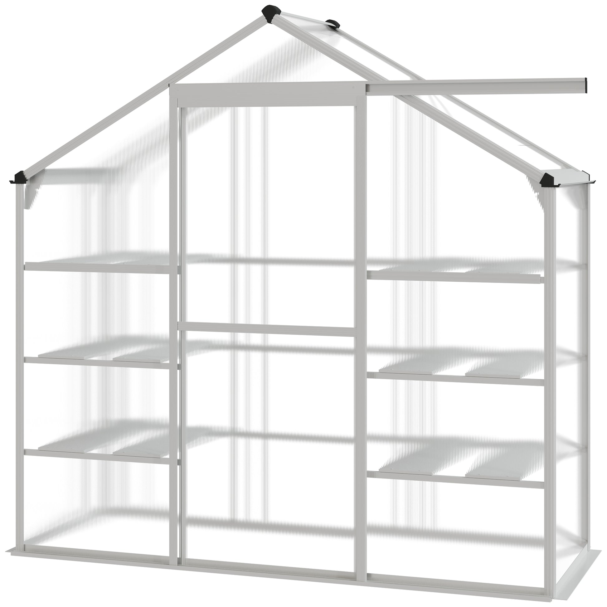 6.3' x 2.3' x 6.1' Outdoor Walk-in Greenhouse with 3-Tier Shelves, Garden Polycarbonate Green House Plants Flower Cold Frame with Aluminum Frame Walk In Greenhouses at Gallery Canada