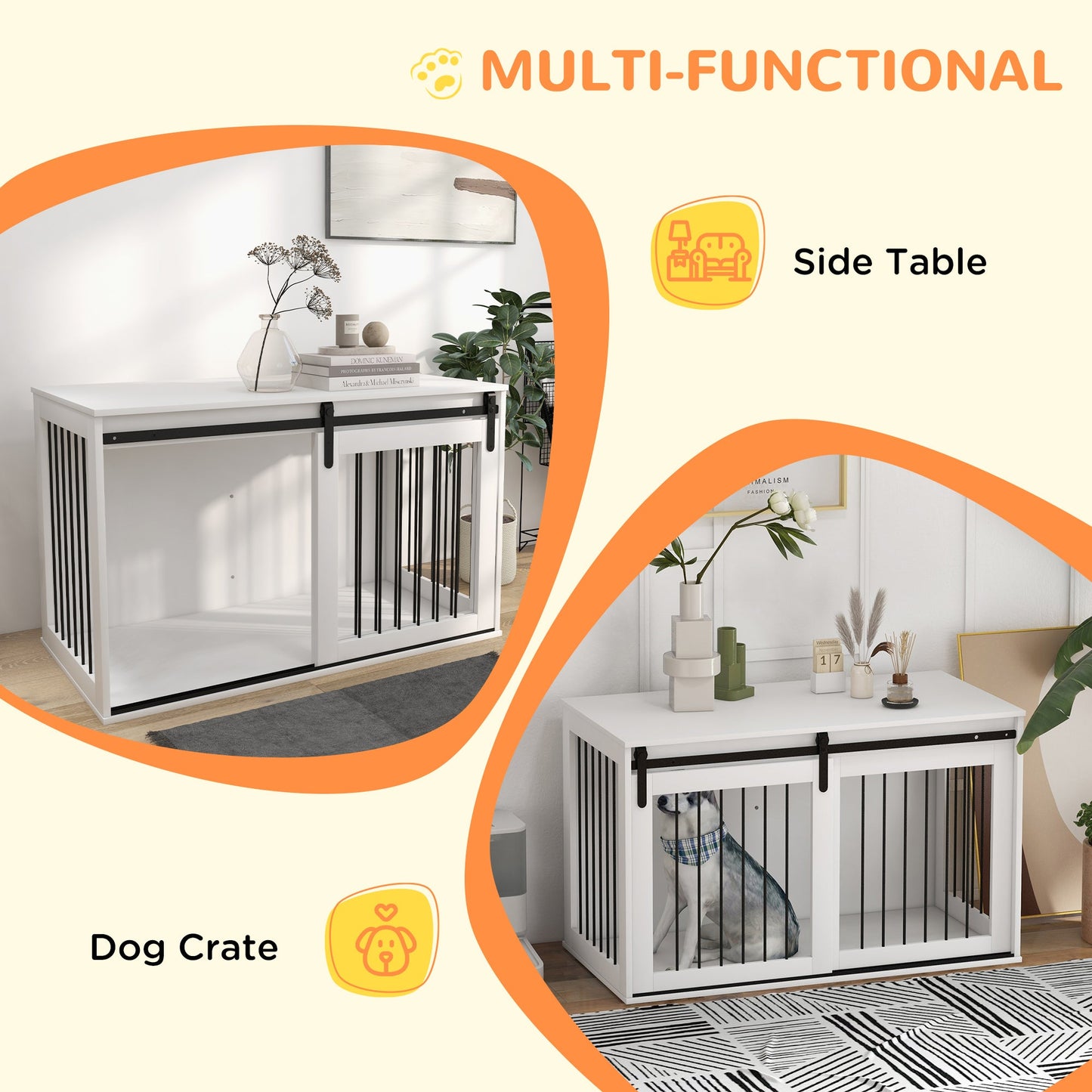 46.5" Dog Crate Furniture, Dog Crate End Side Table for Extra Large Dogs, White Houses, Kennels & Pens   at Gallery Canada