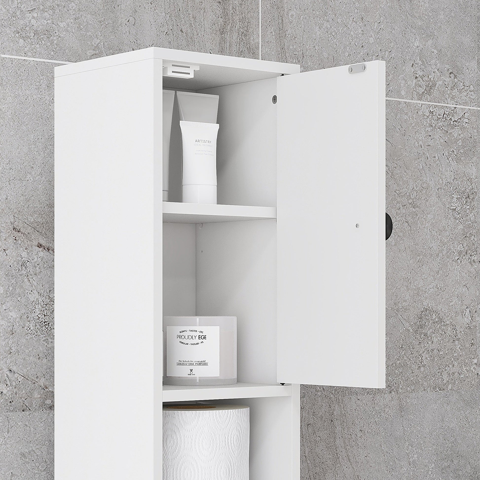 Tall 71" Bathroom Storage Cabinet with Adjustable Shelves and 2 Doors, White Bathroom Cabinets   at Gallery Canada