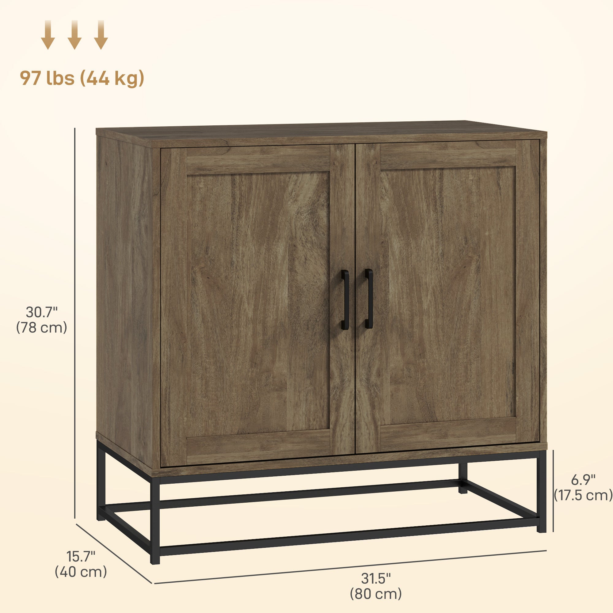 Kitchen Storage Cabinet, Wood Effect Sideboard Buffet Cabinet with Adjustable Shelf and 2 Doors, Nature Wood Storage Cabinets at Gallery Canada