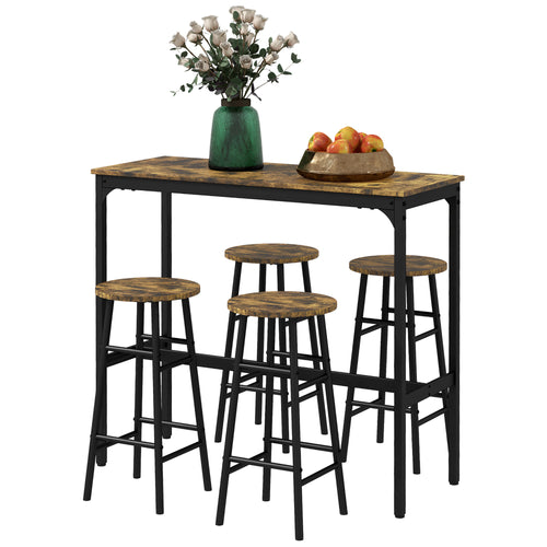 5-Piece Counter Height Bar Table and Chairs, Dining Table and Chairs Set for 4, Pub Table and Chairs