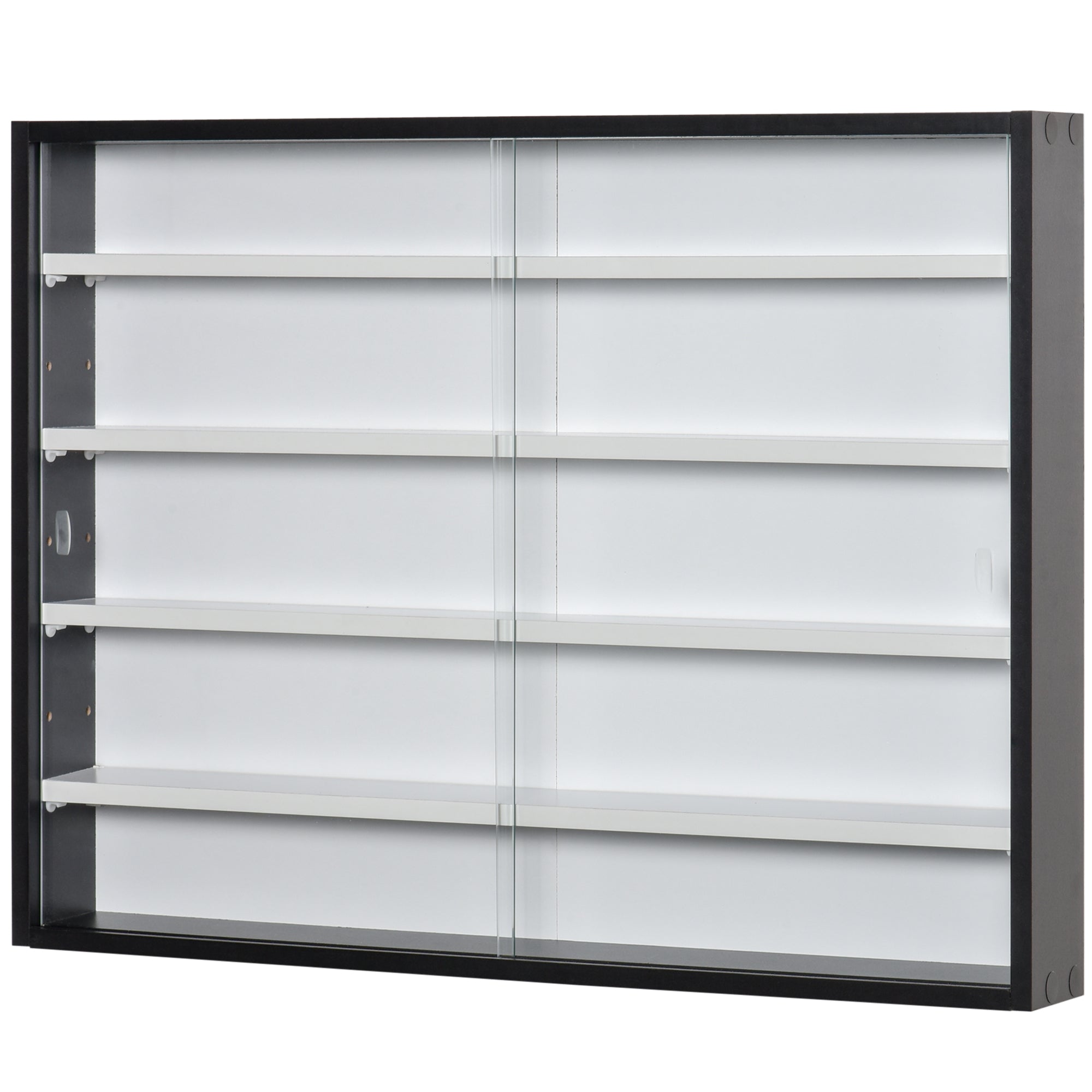 5-Storey Wall Shelf Display Cabinet, Shot Glass Display Case, Glass Curio Cabinet with 2 Glass Doors and 4 Adjustable Shelves, Black and White Display Bookshelves Black and White  at Gallery Canada