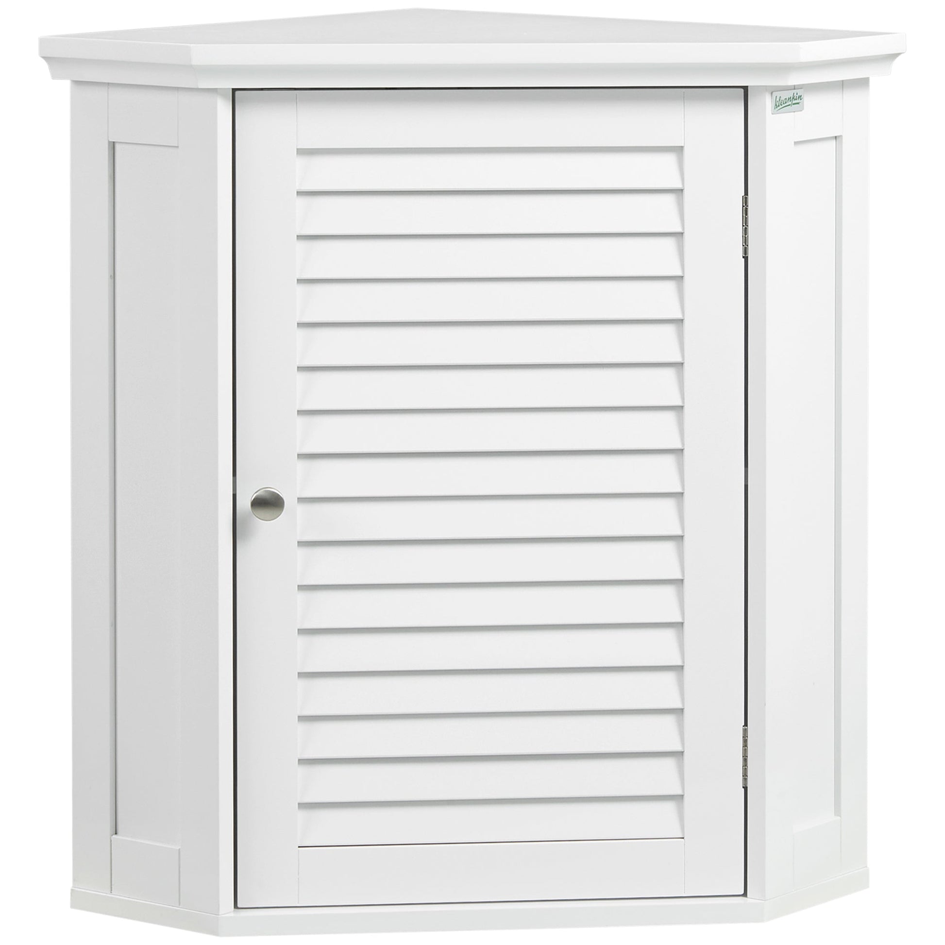 Corner Wall Cabinet, Over the Toilet Storage Cabinet with Shutter Door and Adjustable Shelf for Bathroom, Space Saving, White Wall Mounted Cabinets White  at Gallery Canada