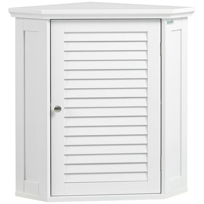 Corner Wall Cabinet, Over the Toilet Storage Cabinet with Shutter Door and Adjustable Shelf for Bathroom, Space Saving, White Wall Mounted Cabinets White  at Gallery Canada