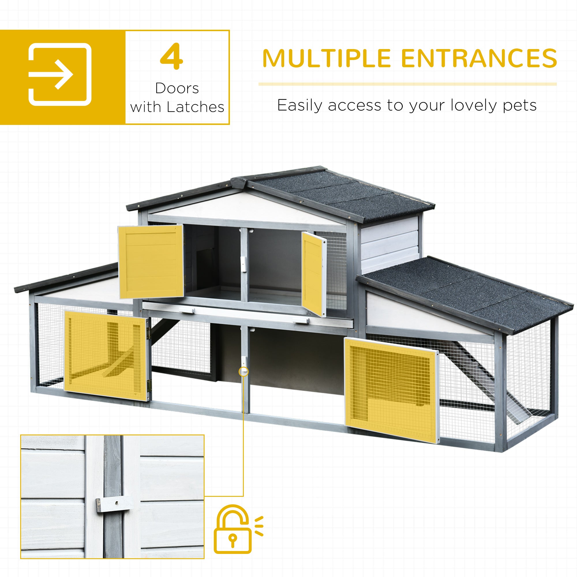 Deluxe Large Rabbit Hutch Small Animal House Portable Large Outdoor with Run Box, Grey Rabbit Hutch   at Gallery Canada