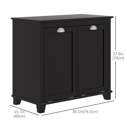 Tilt-Out Laundry Storage Cabinet, Bathroom Storage Organizer with Two-Compartment Tilt Out Hamper, Black Bathroom Cabinets at Gallery Canada