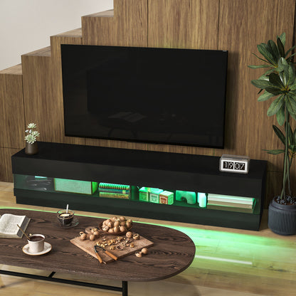 Lighted TV Stand for TVs up to 75", TV Cabinet with Storage for Living Room, High Gloss Black TV Stands   at Gallery Canada