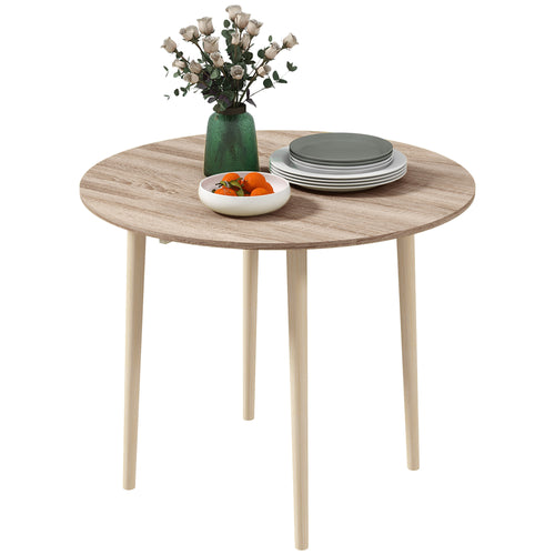 Folding Dining Table, Round Drop Leaf Kitchen Table for Small Spaces with Wood Legs, Oak
