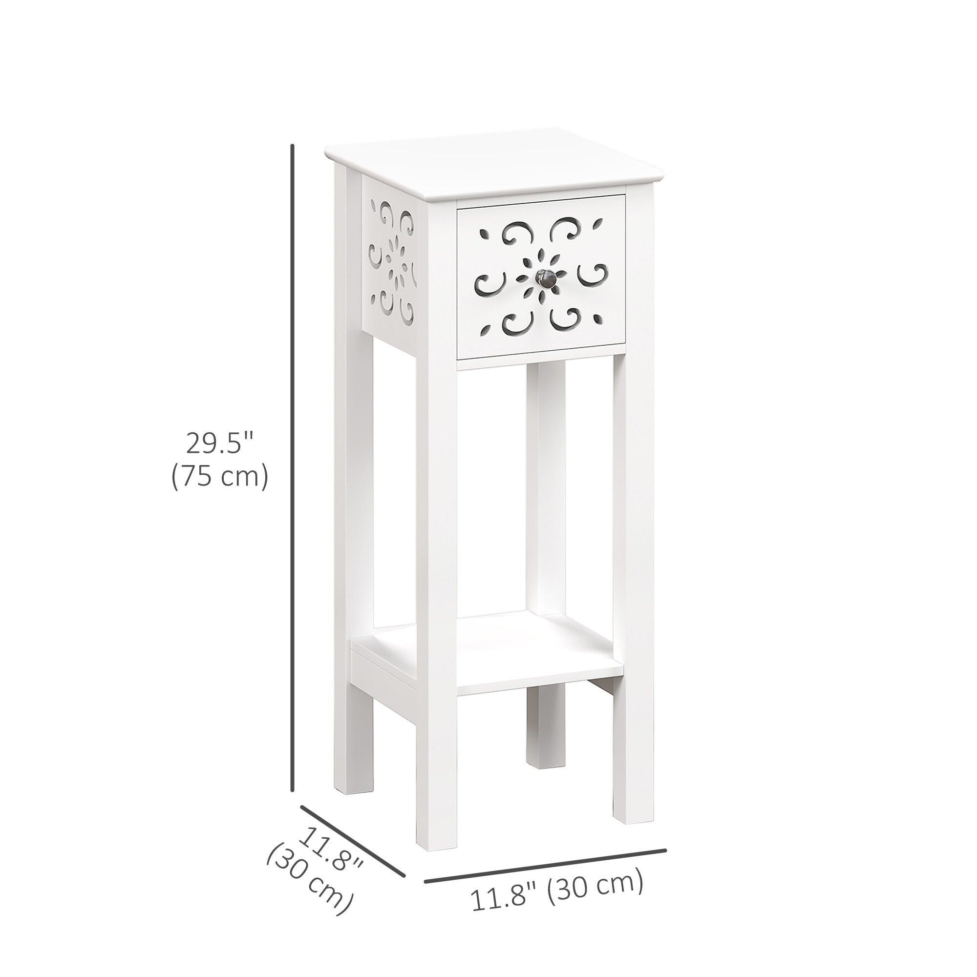 Nightstand Set of 2 with Drawer and Open Storage Shelf White Side Tables at Gallery Canada
