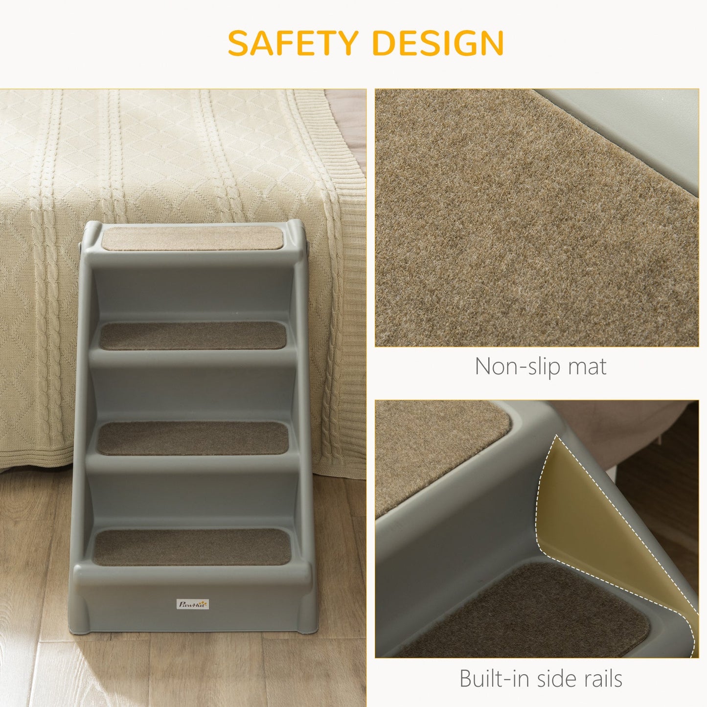 4-Level Portable Dog Stairs, Foldable Dog Steps for Small Dogs, Lightweight Cat Steps, with Nonslip Soft Mats, for High Bed, Sofa, Grey Dog Stairs   at Gallery Canada