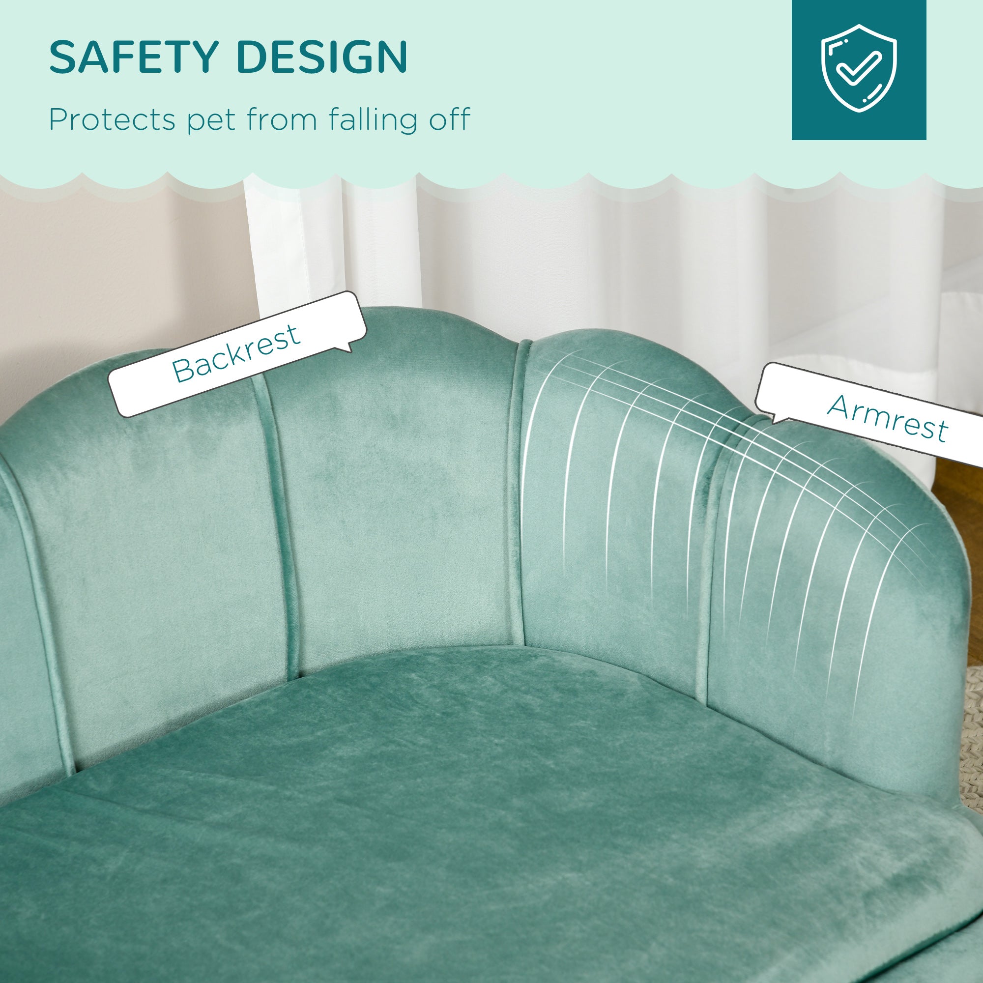 Dog Sofa with Removable Cushion Wood Legs for Medium and Large Dogs, Green Dog Sofas at Gallery Canada