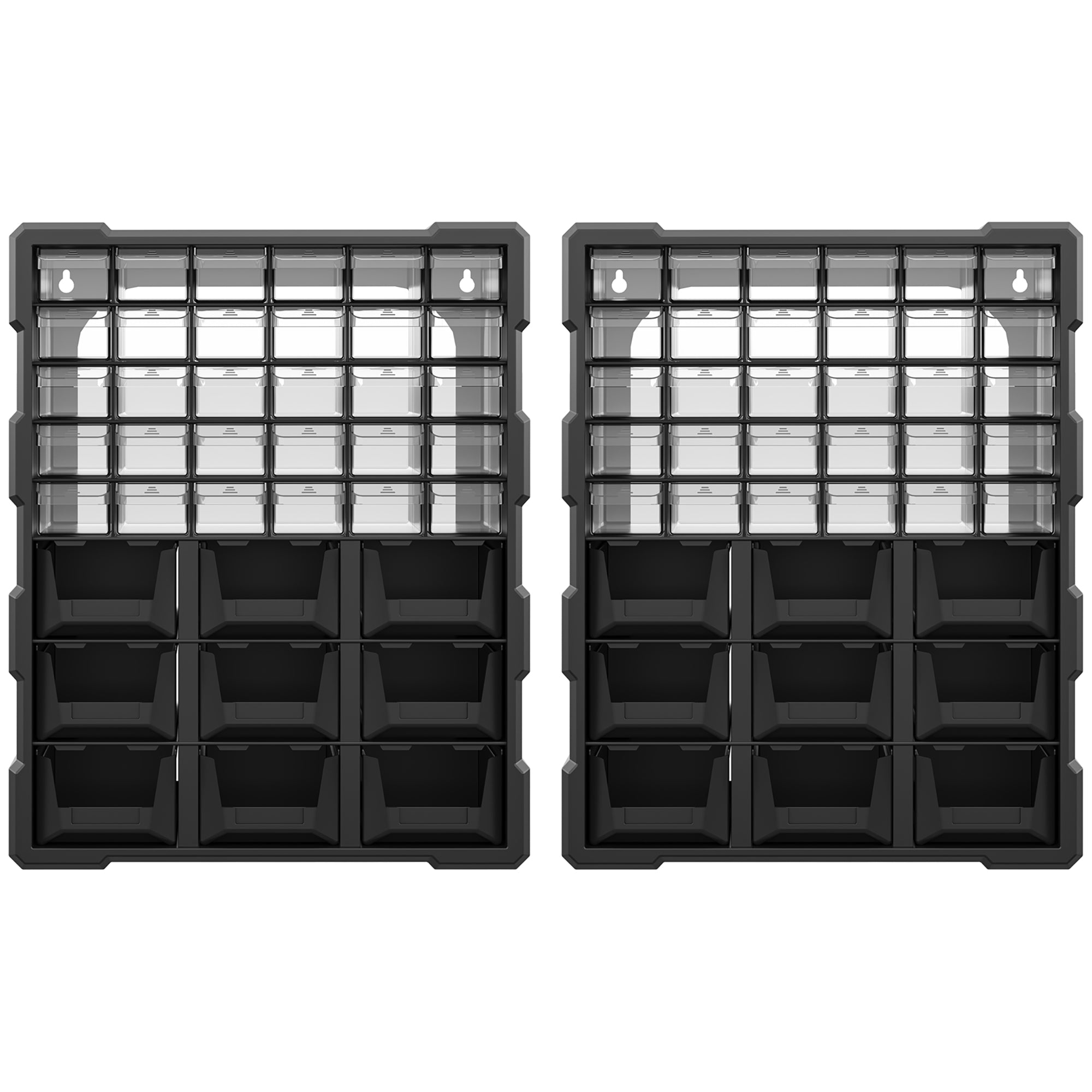 Plastic 39 Drawer Parts Organiser Wall Mount Storage Cabinet for Small Nuts Bolts Tool Set of 2 Black Tool Organizers   at Gallery Canada