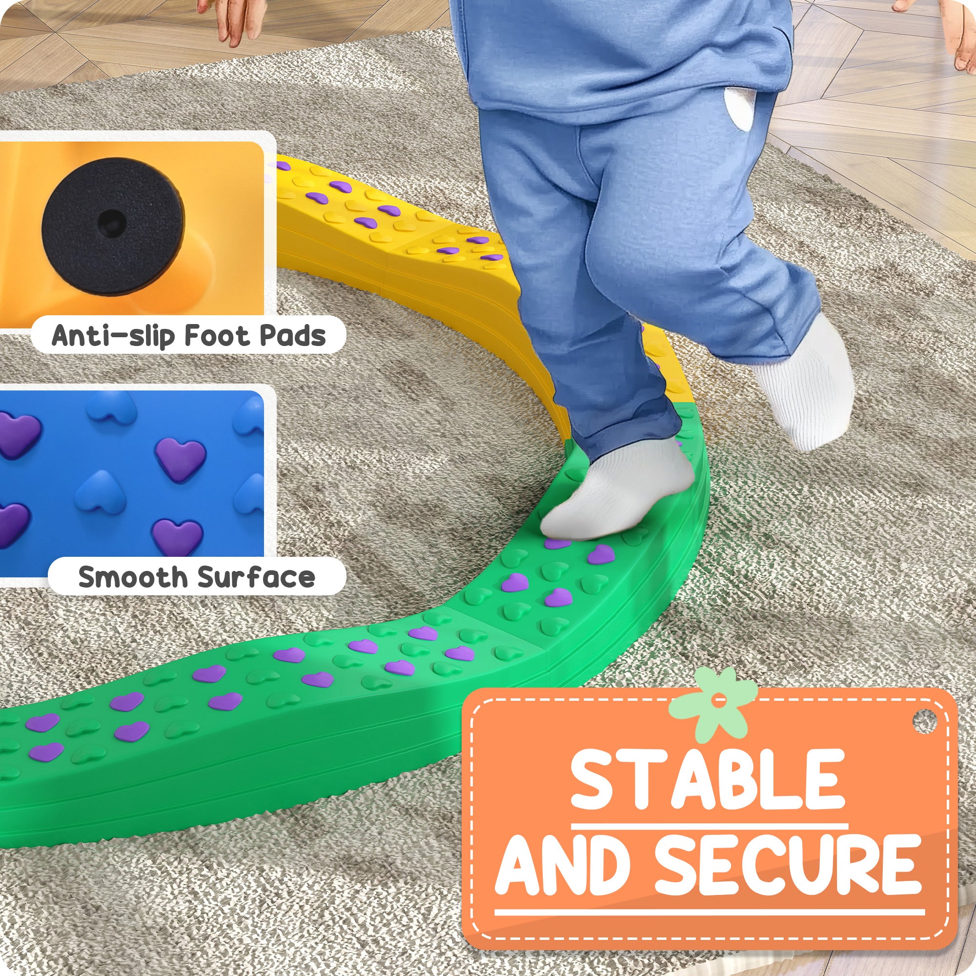 8PCs Kids Balance Beam Stepping Stones w/ Non-slip Foot Pads Baby Gym & Playmats at Gallery Canada