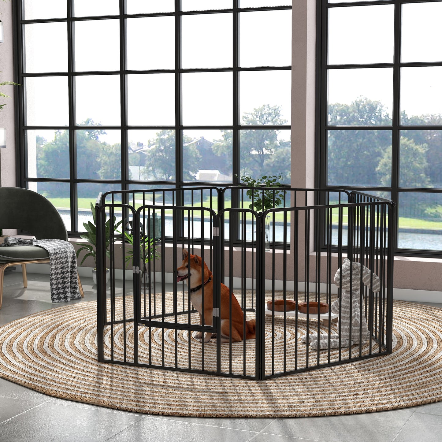 Dog Fence Outdoor 6 Panels 31.5" Height Steel Pet Exercise Pen Indoor, for Small and Medium Dogs Houses, Kennels & Pens at Gallery Canada