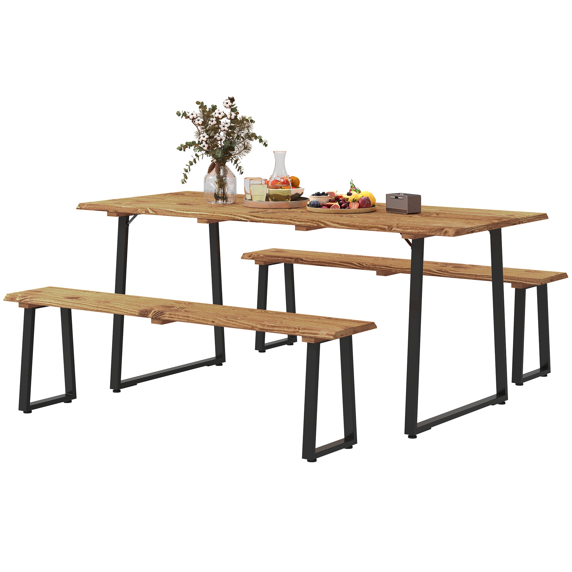 Picnic Table and Bench Set for 6 Persons with 2