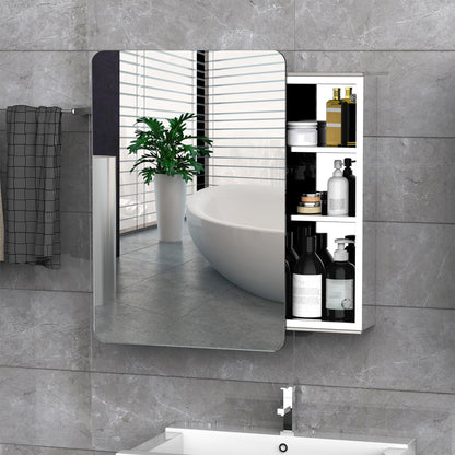 Wall-Mounted Mirror Cabinet, Bathroom Medicine Cabinet with Mirror, Sliding Door and 3-tier Storage Shelf, Stainless Steel Frame, Silver Mirror Medicine Cabinets   at Gallery Canada