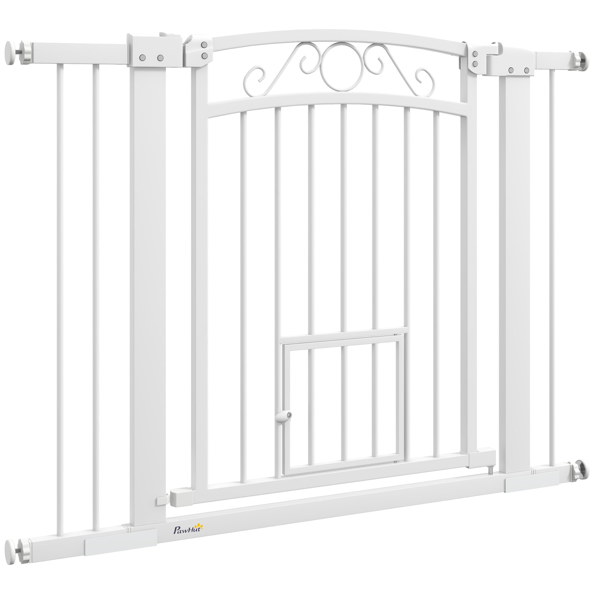 Dog Gate, Walk Through Pet Gate w/ Small Pet Door, Auto Close, for Doorways, House, Stair, 30