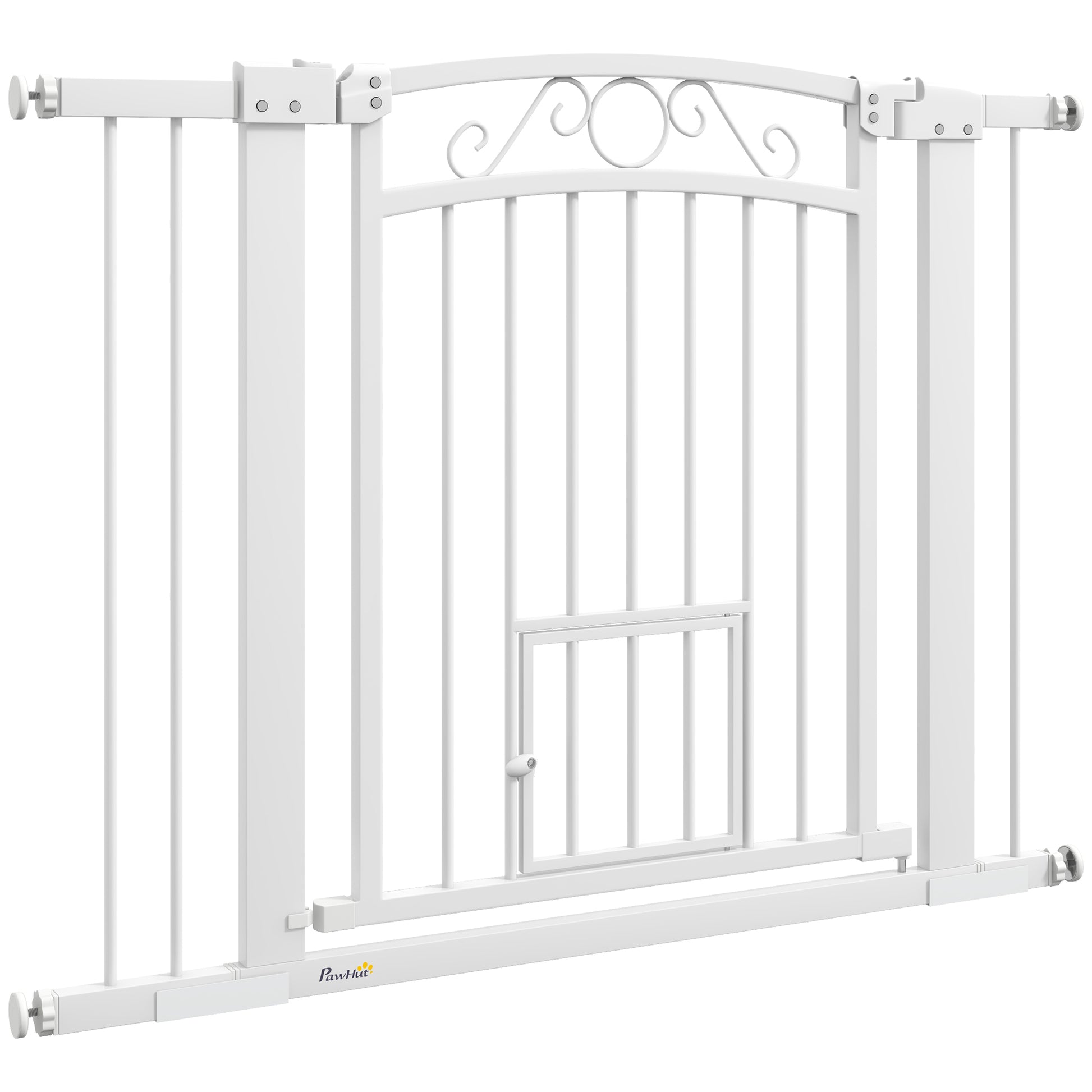 Dog Gate, Walk Through Pet Gate w/ Small Pet Door, Auto Close, for Doorways, House, Stair, 30"-41" W x 30.5" H Houses, Kennels & Pens   at Gallery Canada