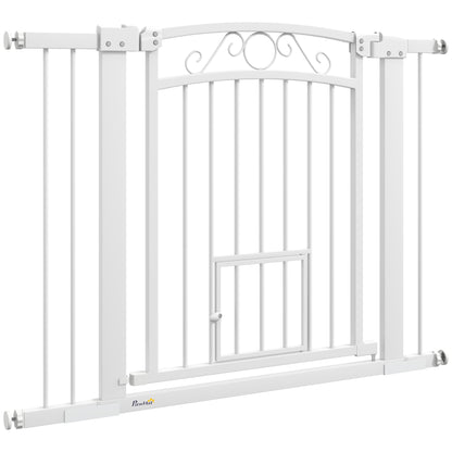 Dog Gate, Walk Through Pet Gate w/ Small Pet Door, Auto Close, for Doorways, House, Stair, 30"-41" W x 30.5" H Houses, Kennels & Pens   at Gallery Canada