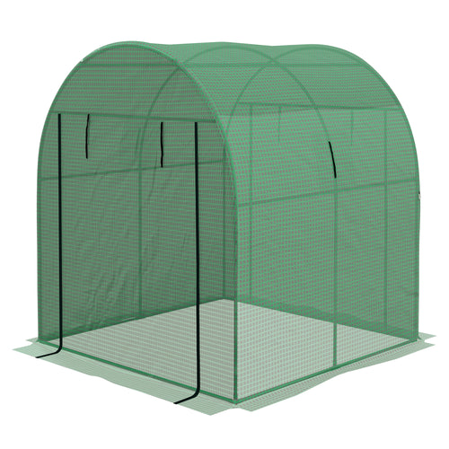 Tunnel Greenhouse Walk-in Green House with UV-resistant PE Cover, Doors and Mesh Windows, 6' x 6' x 6.6', Green