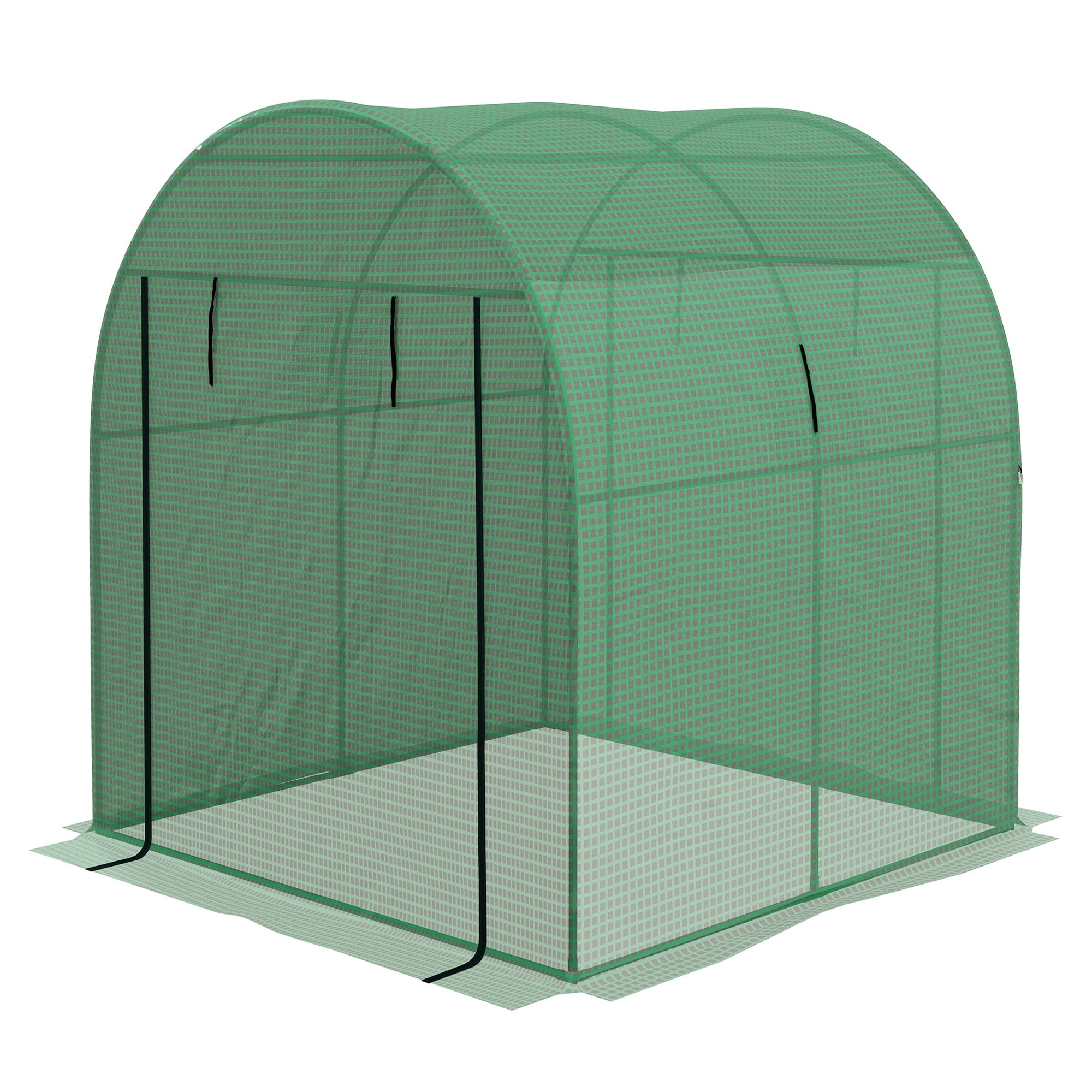 Tunnel Greenhouse Walk-in Green House with UV-resistant PE Cover, Doors and Mesh Windows, 6' x 6' x 6.6', Green Tunnel Greenhouses Green  at Gallery Canada