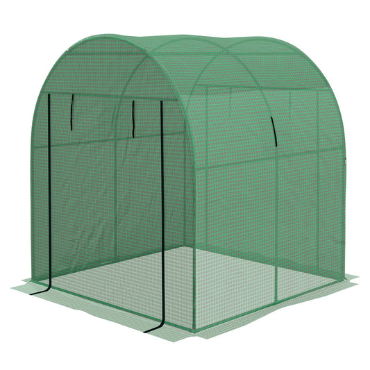 Tunnel Greenhouse Walk-in Green House with UV-resistant PE Cover, Doors and Mesh Windows, 6' x 6' x 6.6', Green - Gallery Canada