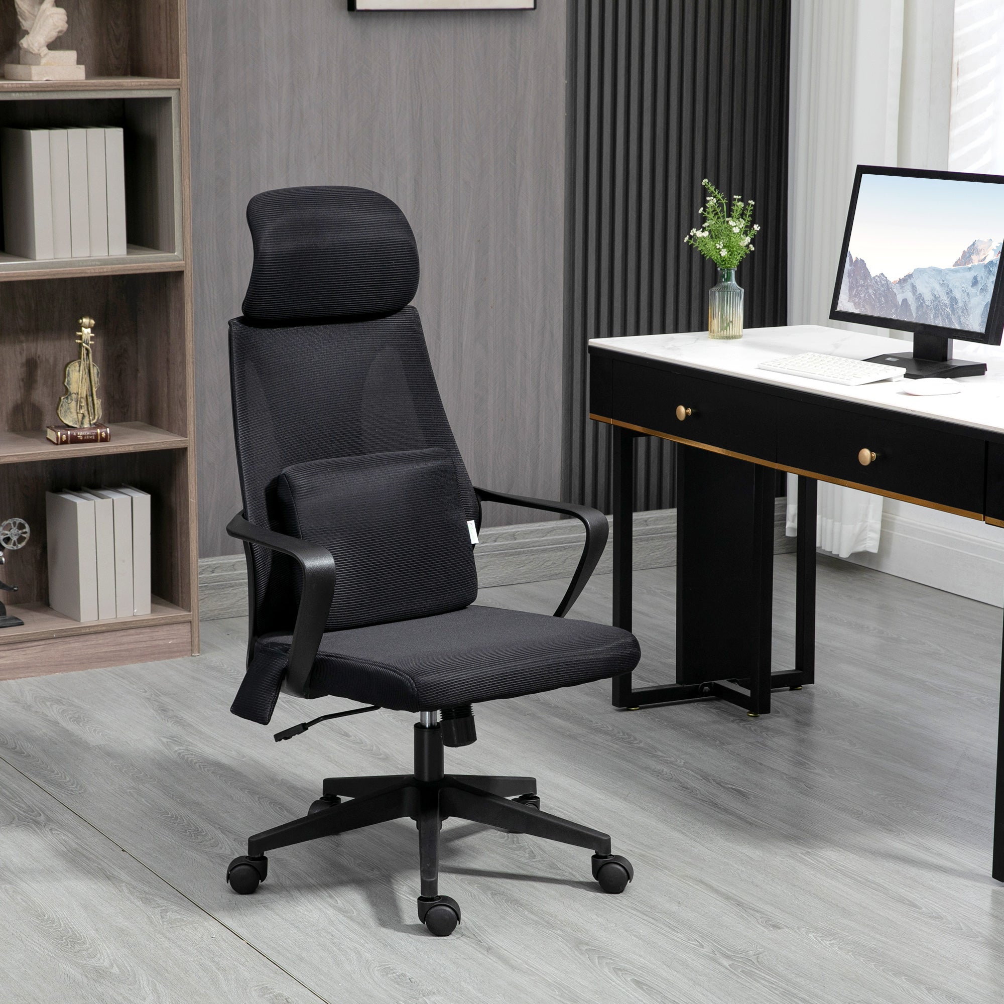 Office Chair High Back, Ergonomic Mesh Computer Chair Executive Task Chair with Massage Lumbar Support &; Headrest Rocking Massage Chairs at Gallery Canada