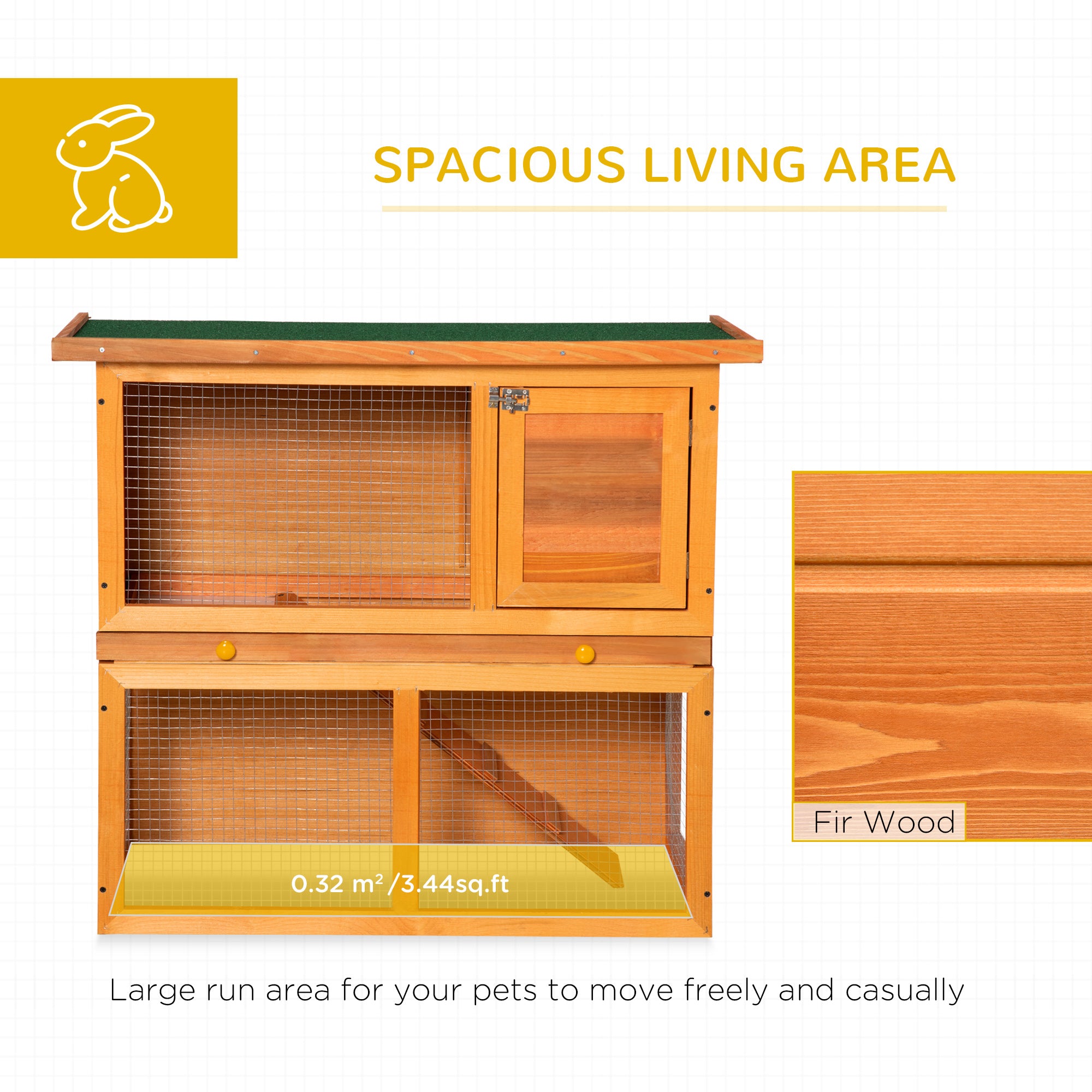 Wooden Rabbit Hutch Small Animal House Cage 2-Level w/ Run Backyard Rabbit Hutch at Gallery Canada