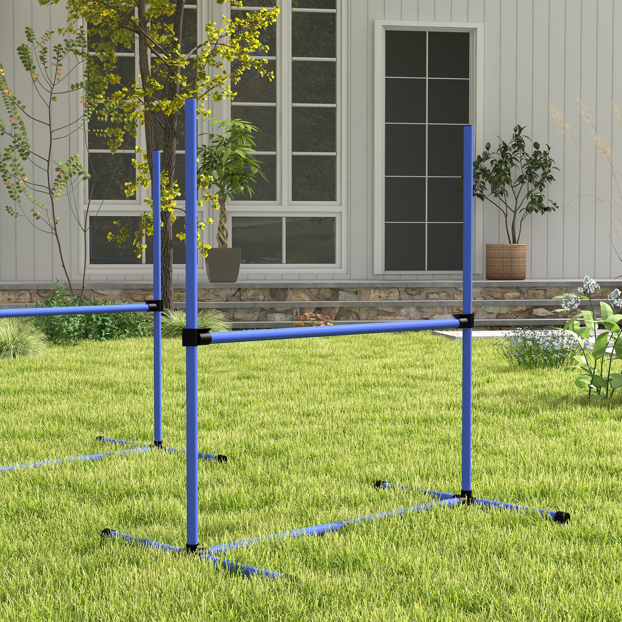 Set of 6 Dog Agility Training Equipment Adjustable Jump Bar Pet Exercise Kit with Carrying Bag (Blue) Dog Agility Training Equipment at Gallery Canada