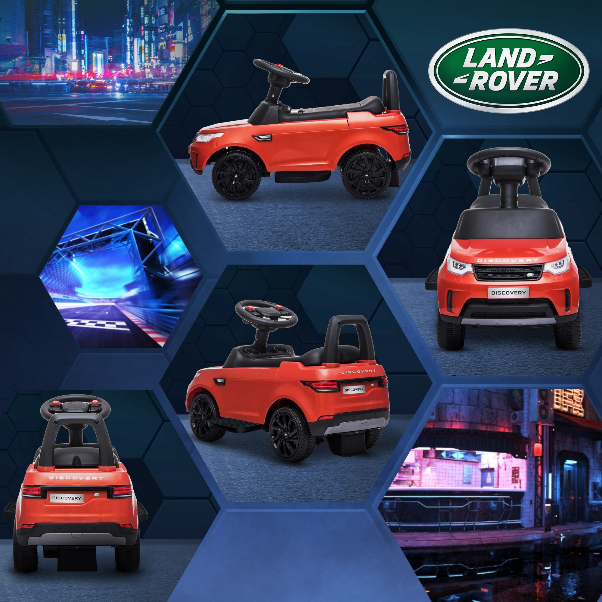2 in 1 6V Land Rover Licensed Electric Car for Kids, Sliding Car with Music Horn Headlights, for 18-60 Months Red Electric Toy Cars at Gallery Canada